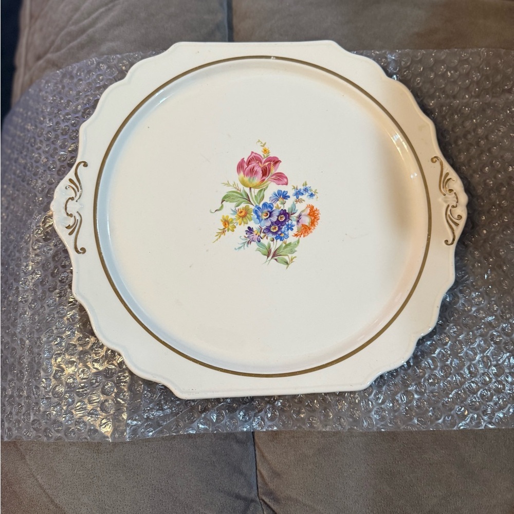 Vintage Harker Early American Floral Center Cake Plate - 1950s